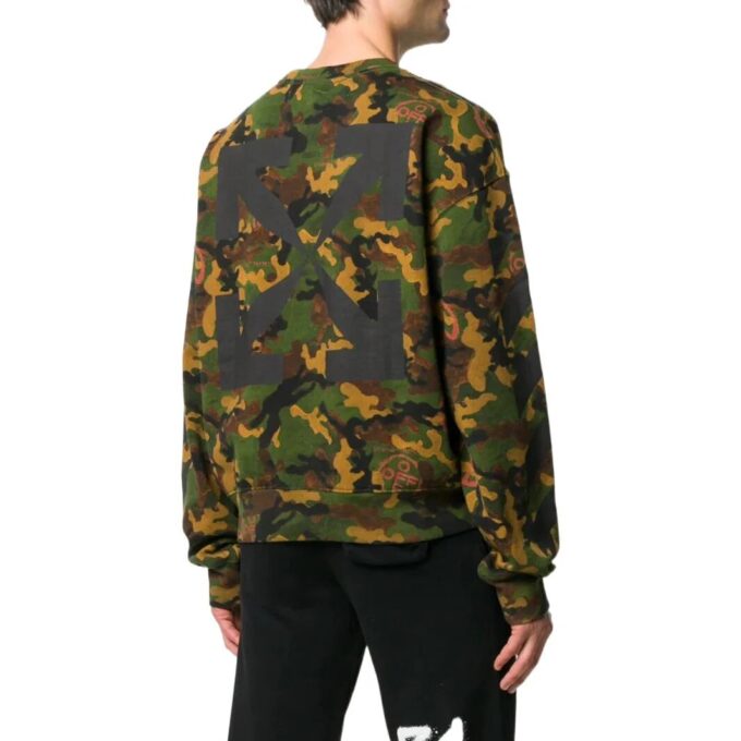 Off-White Camiseta de manga corta para hombre SS22 con estampado de camuflaje, cuello redondo, versión jersey, verde