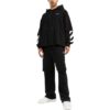 Off-White Camiseta de manga larga con capucha para hombre, estampado de rayas en color liso, negra
