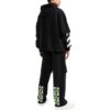 Off-White Camiseta de manga larga con capucha para hombre, estampado de rayas en color liso, negra