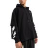 Off-White Camiseta de manga larga con capucha para hombre, estampado de rayas en color liso, negra