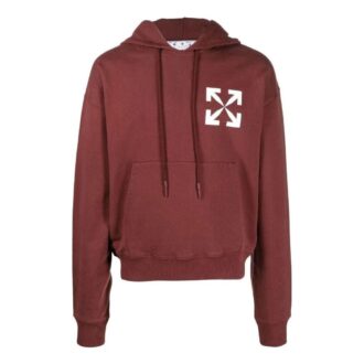 Off-White Camiseta de manga larga con capucha y estampado de logotipo para hombre, colección SS22, color rojo vino Off-White Camiseta de manga larga con capucha y estampado de logotipo para hombre, colección SS22, color rojo vino