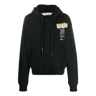 Off-White Camiseta de manga larga con capucha y estampado liso para hombre, colección primavera-verano 2022, color negro Off-White Camiseta de manga larga con capucha y estampado liso para hombre, colección primavera-verano 2022, color negro
