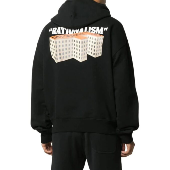 Off-White Camiseta de manga larga con capucha y estampado liso para hombre, colección primavera-verano 2022, color negro
