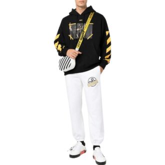 Off-White Camiseta de manga larga con capucha y estampado para hombre, colección primavera-verano 2022, color negro Off-White Camiseta de manga larga con capucha y estampado para hombre, colección primavera-verano 2022, color negro