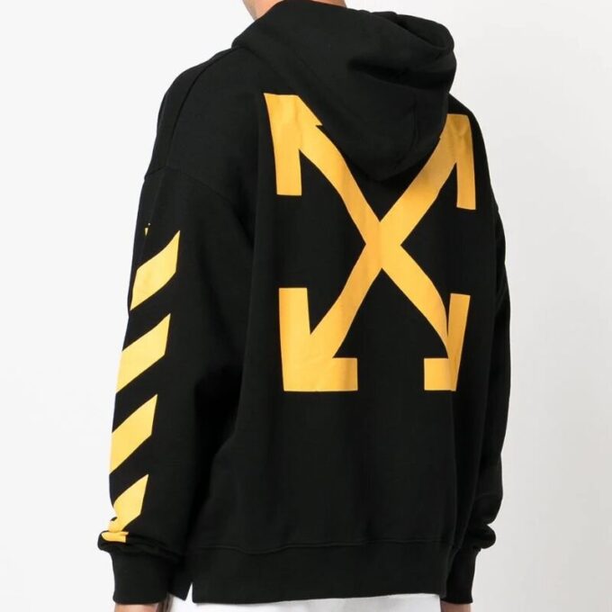 Off-White Camiseta de manga larga con capucha y estampado para hombre, colección primavera-verano 2022, color negro