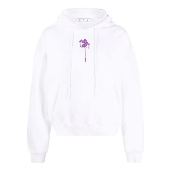 Off-White Camiseta de manga larga con capucha y estampado para hombre, colección primavera-verano 2022, versión jersey, color blanco