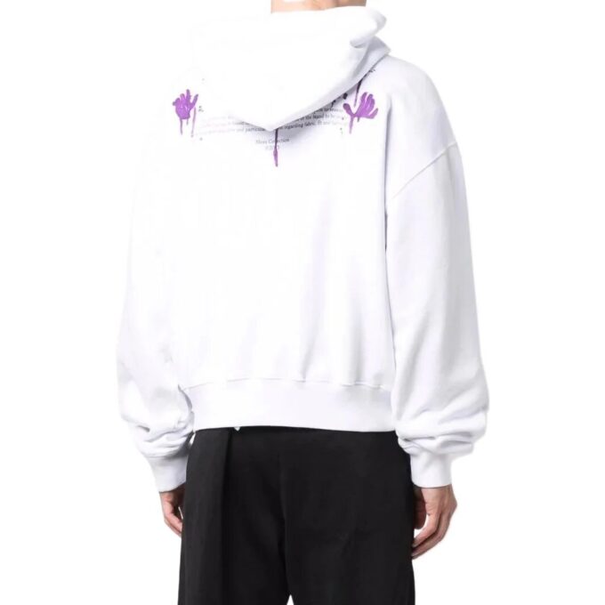 Off-White Camiseta de manga larga con capucha y estampado para hombre, colección primavera-verano 2022, versión jersey, color blanco