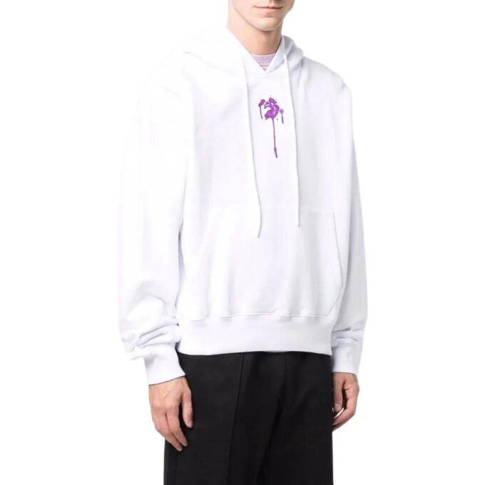 Off-White Camiseta de manga larga con capucha y estampado para hombre, colección primavera-verano 2022, versión jersey, color blanco