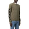 Off-White Camiseta de manga larga con cuello redondo y estampado de Arrows para hombre, colección Otoño-Invierno 2022, verde militar