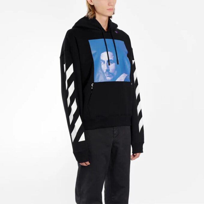Off-White Camiseta de manga larga con estampado de personajes para hombre, color negro