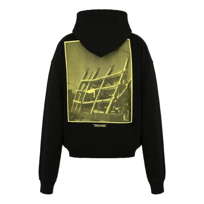 Off-White Camiseta de manga larga con estampado en la espalda para hombre, color negro