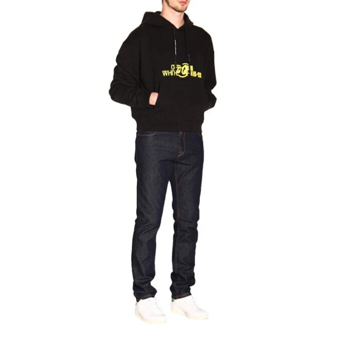 Off-White Camiseta de manga larga con estampado en la espalda para hombre, color negro