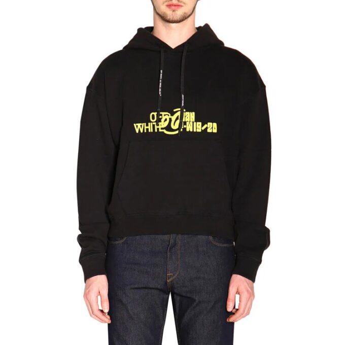 Off-White Camiseta de manga larga con estampado en la espalda para hombre, color negro