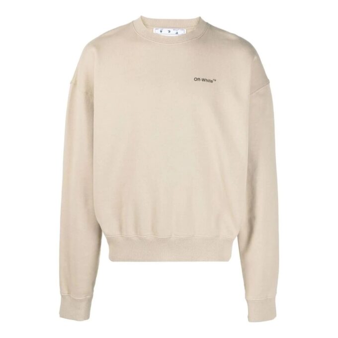 Off-White Camiseta de manga larga lisa para hombre, color caqui