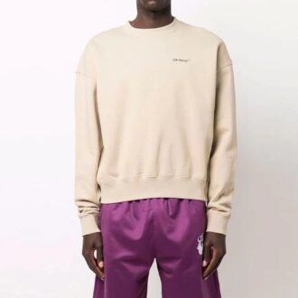 Off-White Camiseta de manga larga lisa para hombre, color caqui
