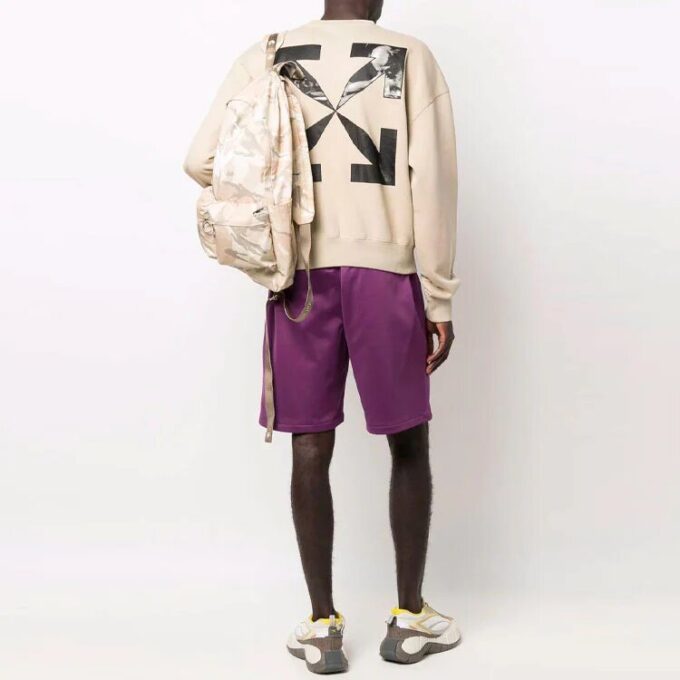 Off-White Camiseta de manga larga lisa para hombre, color caqui