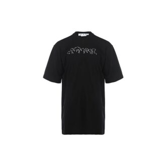 Off-White Camiseta de Pantalones Cortos para hombre SS22 con estampado de letras de dibujos animados, color negro Off-White Camiseta de Pantalones Cortos para hombre SS22 con estampado de letras de dibujos animados, color negro