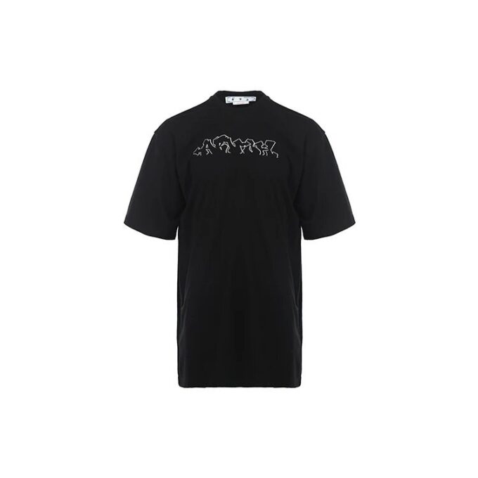 Off-White Camiseta de Pantalones Cortos para hombre SS22 con estampado de letras de dibujos animados, color negro