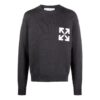 Off-White Camiseta de punto con intarsia y logotipo para hombre, colección FW22, cuello redondo, suéter de lana, corte holgado, negro