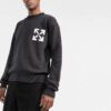 Off-White Camiseta de punto con intarsia y logotipo para hombre, colección FW22, cuello redondo, suéter de lana, corte holgado, negro