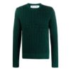 Off-White Camiseta de punto con rayas y logotipo para hombre, verde