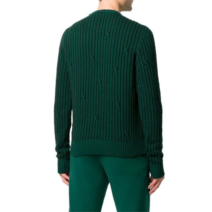 Off-White Camiseta de punto con rayas y logotipo para hombre, verde