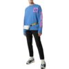 Off-White Camiseta de punto de cuello redondo con estampado abstracto para hombre, azul
