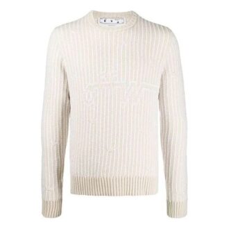 Off-White Camiseta de punto de cuello redondo para hombre, color blanco