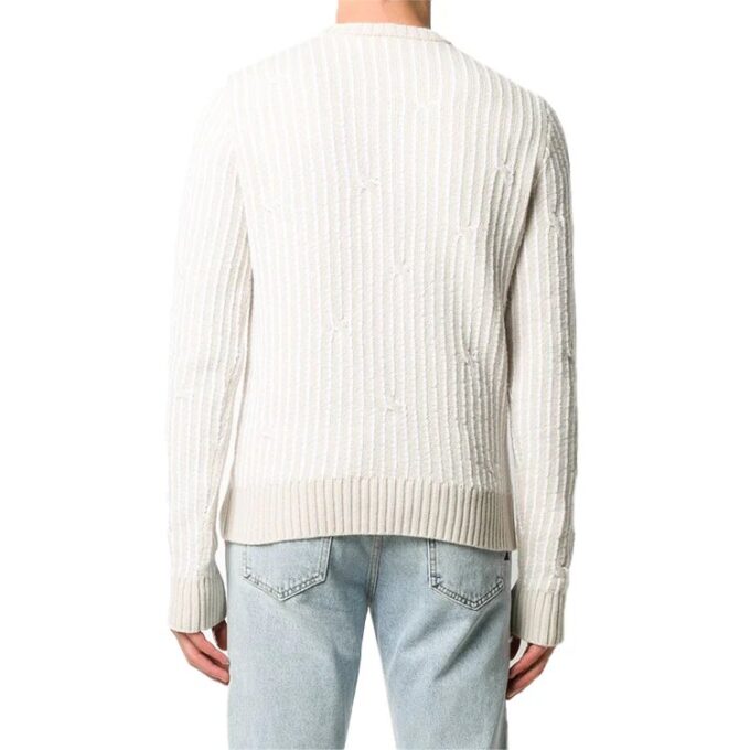 Off-White Camiseta de punto de cuello redondo para hombre, color blanco