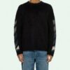 Off-White Camiseta de punto de felpa de cuello redondo para hombre, color negro