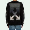 Off-White Camiseta de punto de felpa de cuello redondo para hombre, color negro