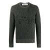 Off-White Camiseta de punto intarsia de manga larga para hombre, gris