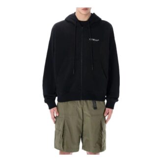 Off-White Camiseta deportiva con capucha de algodón para hombre, negra Off-White Camiseta deportiva con capucha de algodón para hombre, negra