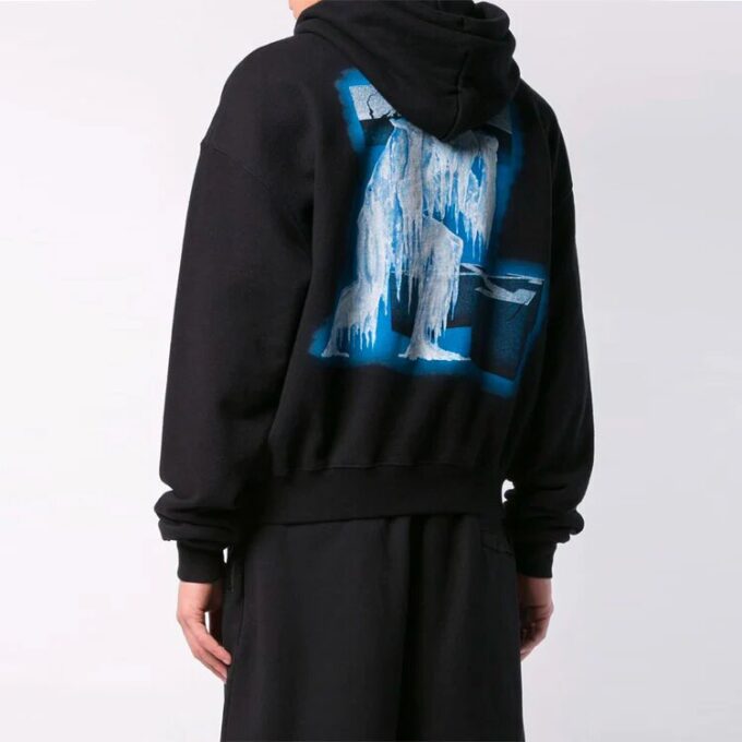 Off-White Camiseta holgada con estampado en la espalda para hombre, color negro