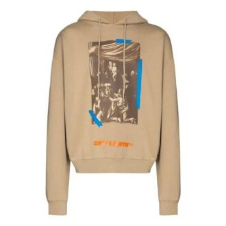 Off-White Camiseta holgada de hombre con estampado de letras, color caqui