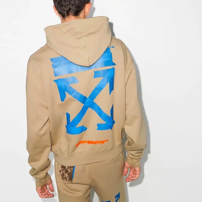 Off-White Camiseta holgada de hombre con estampado de letras, color caqui