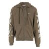 Off-White Chaqueta de hombre FW22 con estampado en las mangas, manga larga, cremallera y corte holgado, verde militar