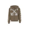Off-White Chaqueta de hombre FW22 con estampado en las mangas, manga larga, cremallera y corte holgado, verde militar