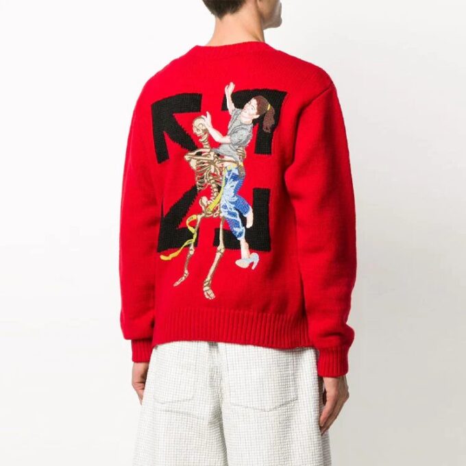 Off-White Cuello redondo para hombre Skeleton Rojo
