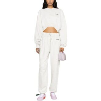 Off-White For All Helvetica Crop Over Crewneck «White Black»