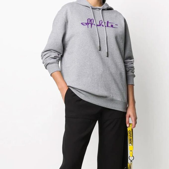 Off-White FW20 Logo Script Gris holgado