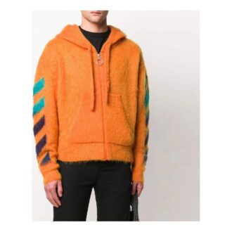 Off-White Hombre 3D Logo Sudadera con capucha de punto Naranja