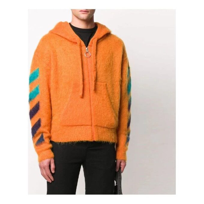 Off-White Hombre 3D Logo Sudadera con capucha de punto Naranja