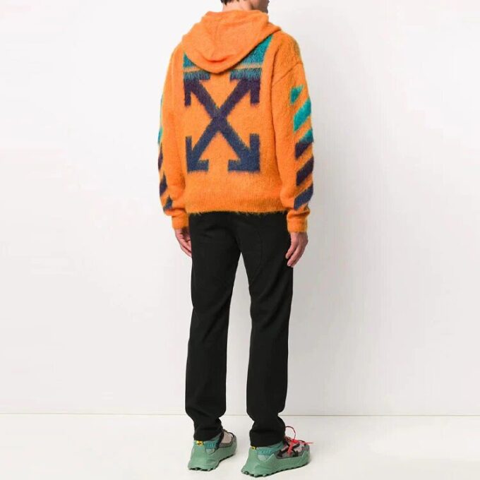 Off-White Hombre 3D Logo Sudadera con capucha de punto Naranja