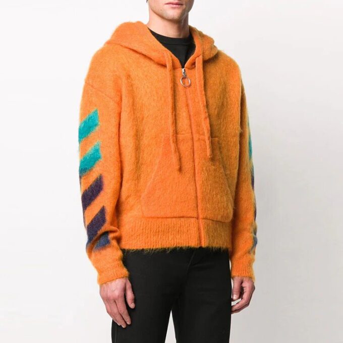 Off-White Hombre 3D Logo Sudadera con capucha de punto Naranja