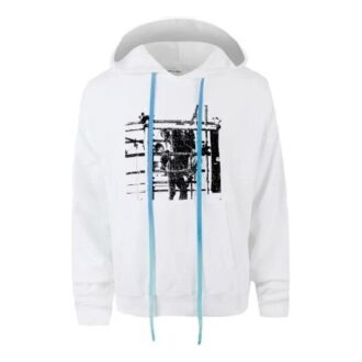 Off-White Hombre Camiseta de manga larga con capucha y logo impreso en forma de flecha, color blanco Off-White Hombre Camiseta de manga larga con capucha y logo impreso en forma de flecha, color blanco
