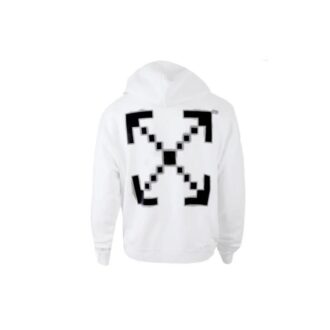Off-White Hombre Camiseta de manga larga con capucha y logo impreso en forma de flecha, color blanco Off-White Hombre Camiseta de manga larga con capucha y logo impreso en forma de flecha, color blanco