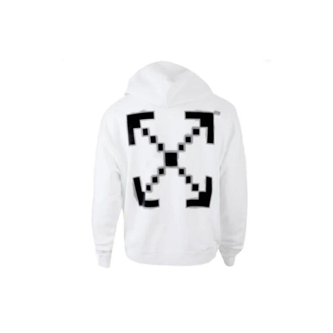 Off-White Hombre Camiseta de manga larga con capucha y logo impreso en forma de flecha, color blanco