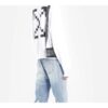 Off-White Hombre Camiseta de manga larga con capucha y logo impreso en forma de flecha, color blanco