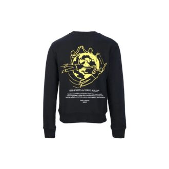 Off-White Hombre Color Dorado Estampado de Motivos Terrestres Cuello Redondo Negro